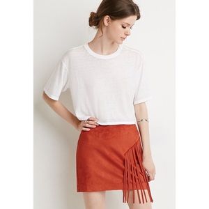 Forever 21 Burnt Orange Fringe Skirt Medium Large